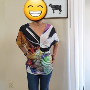 Escada Multicolor Ruched Blouse